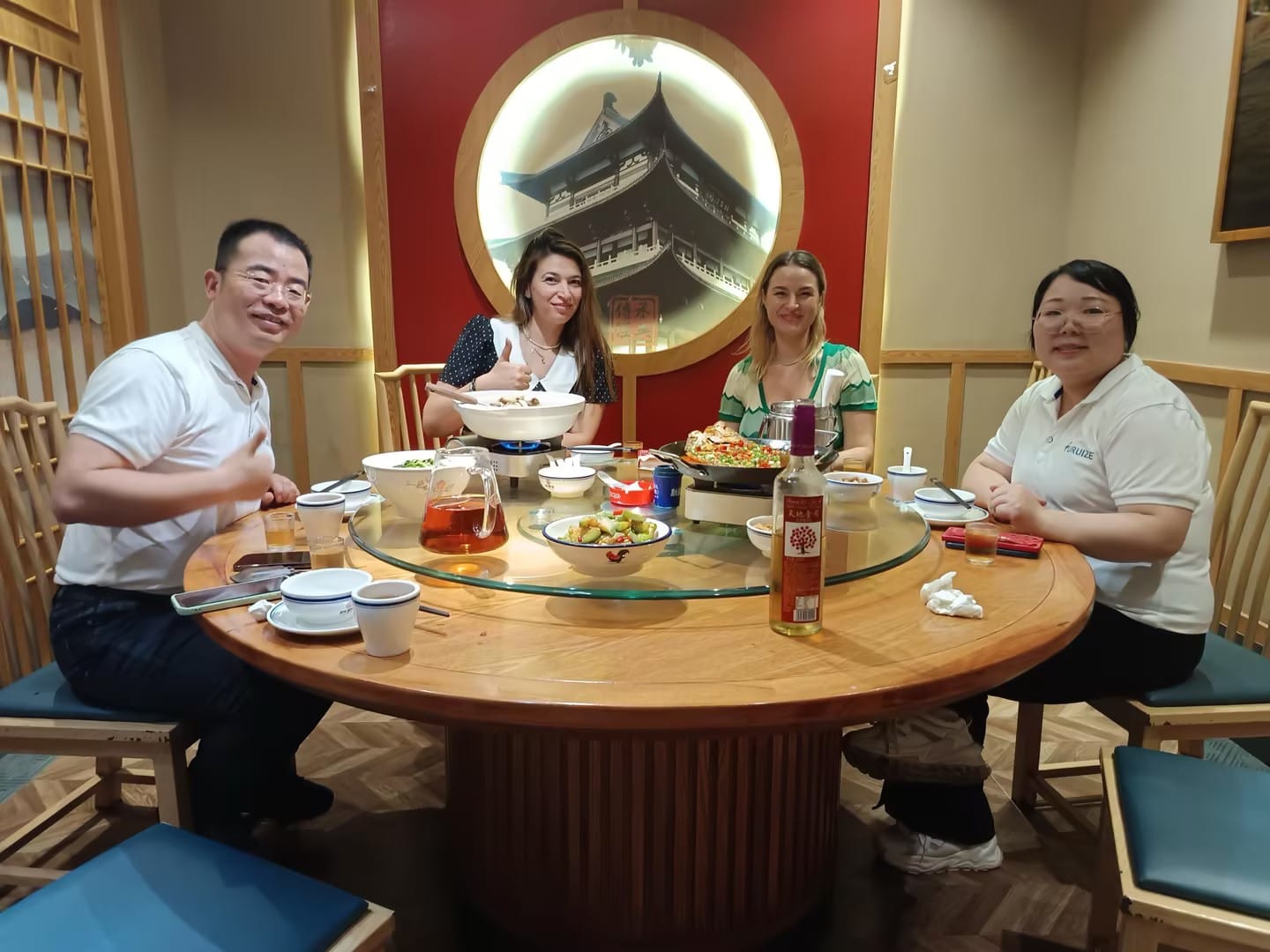 Sharing a welcome dinner with our Romanian client after a full day of factory meetings and production tours