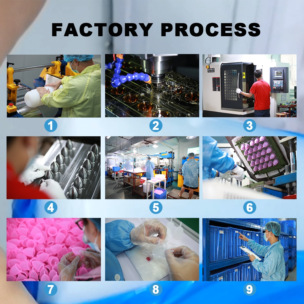 Menstrual disc and cup production lines showing LSR molding through finishing stages