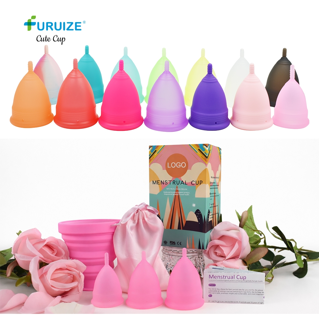 OEM silicone material selection options showing colors hardness and finish variants for menstrual cups